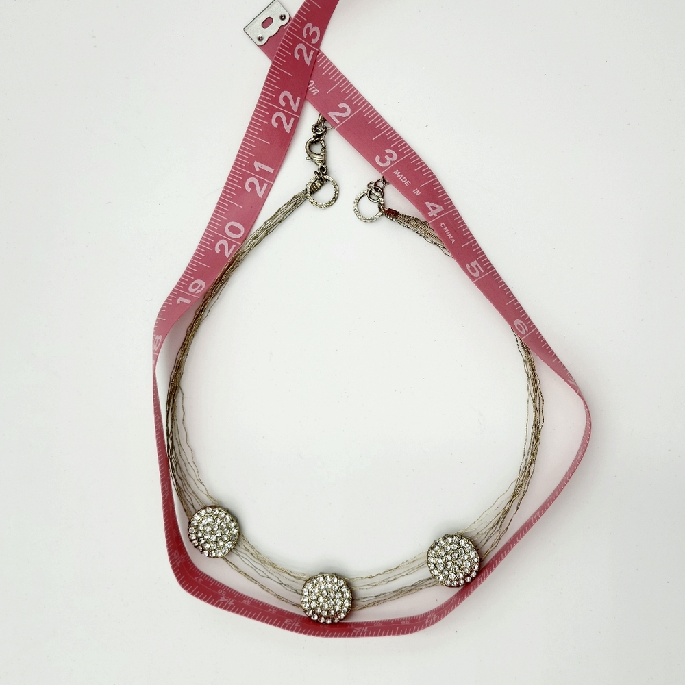 🔴 Silver Thread Rhinestone Demi-parure - Picture 15 of 16